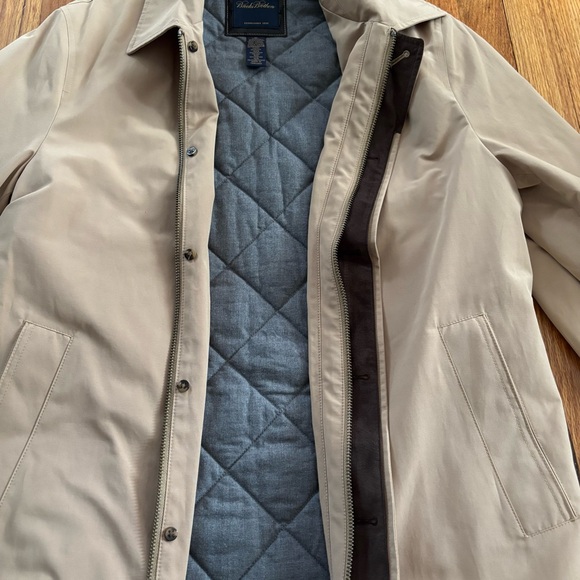 Brooks Brothers Overcoat Men's Sz Medium Beige Cotton Blend Trench Coat Jacket - Picture 6 of 13